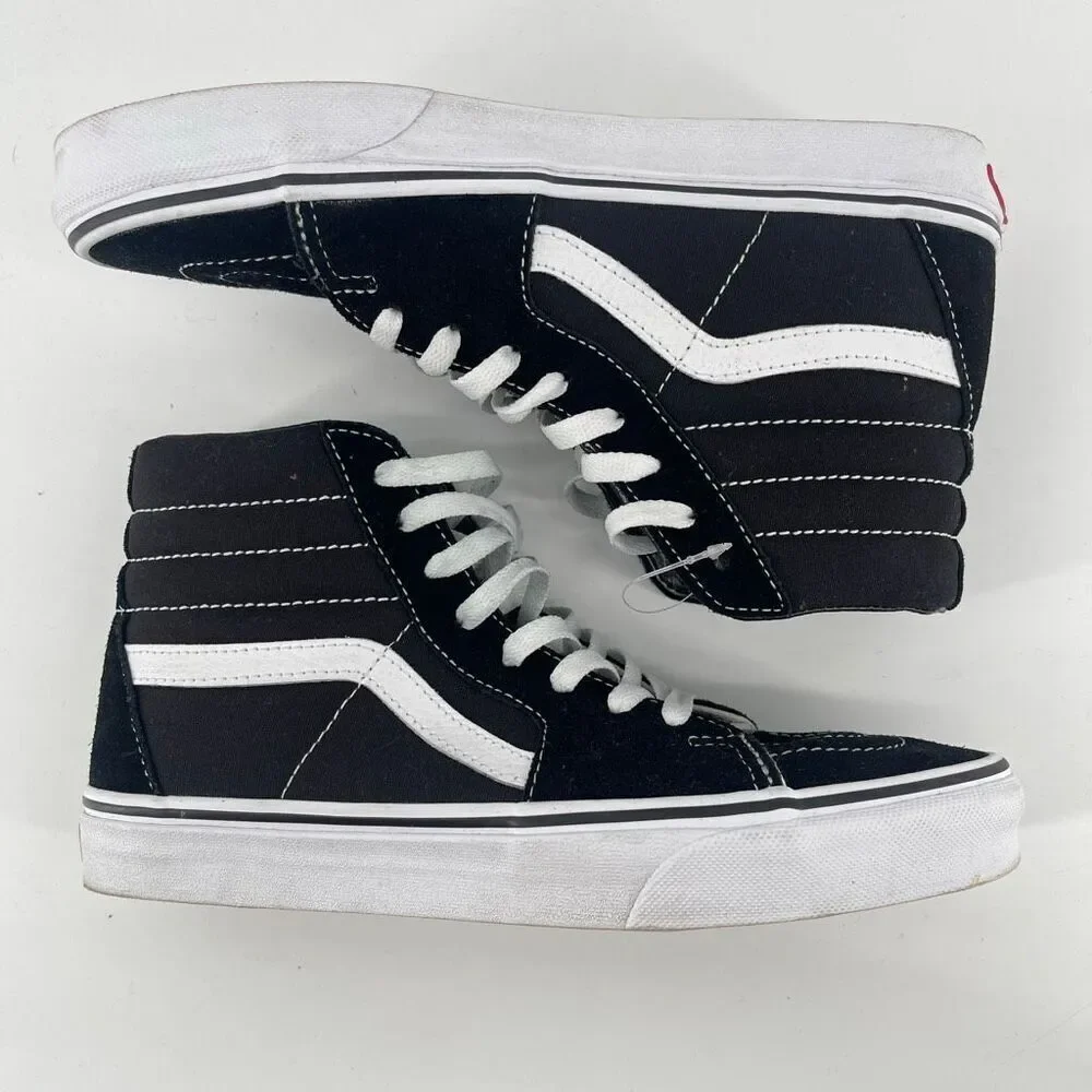 Vans Sk8-Hi Black & White Suede Canvas Sneakers | Unisex M7.5 / W9, Streetwear